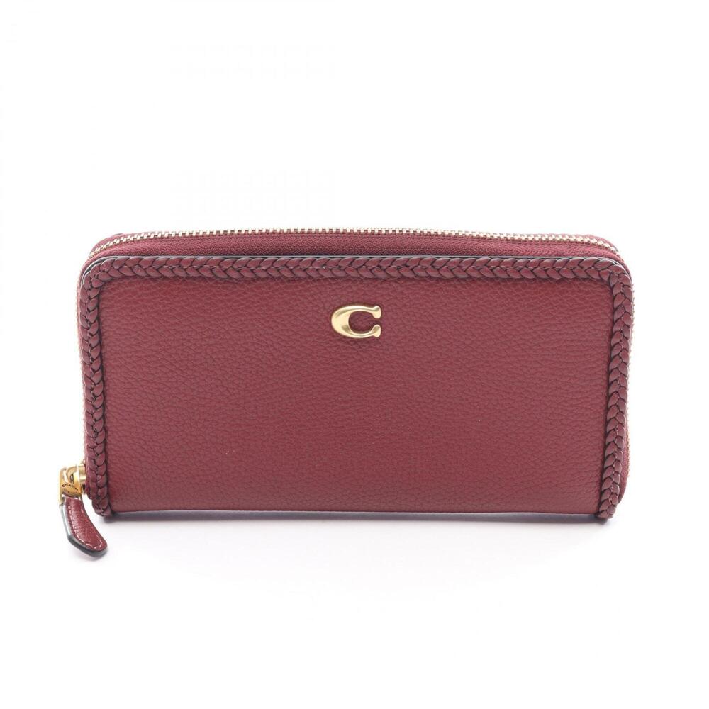 Coach Accordion Round Long Wallet, Leather, Women's, Bordeaux